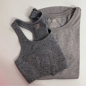 DANSKIN NOW 2 Piece Lot Bundle Sport Bra / High Low Baby Doll T Shirt Small XS
